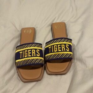 Purple and gold LSU Tigers slide in sandals! Never worn!
